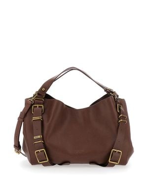 DIESEL Medium Top-Handle Shoulder Handbag With Metal Details And Logo - Brown