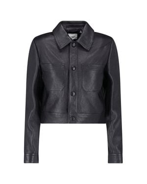 FRAME Cropped Leather Jacket - Black