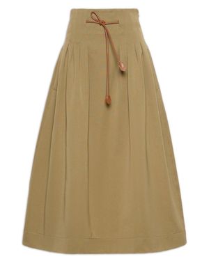Max Mara Adjustable Drawstring Waist Cotton Skirt - Natural