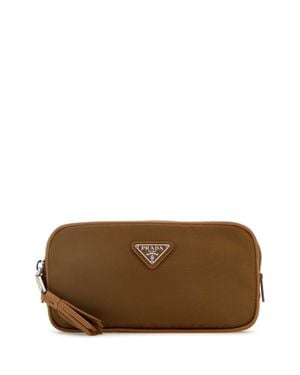 Prada Biscuit Re-Nylon Belt Handbag Pouch, Width 20 Cm Height 10 Cm Depth 4 Cm - Brown