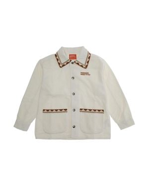Morning Mess Therapy Kids Baby Girl Corduroy Jacket With Classic Collar And Patch Pockets - White