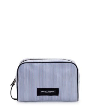 Dolce & Gabbana Mini Zip Close Striped Handbag - Blue