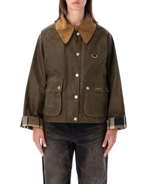 Barbour Waxed Cotton Jacket With Corduroy Collar - Brown