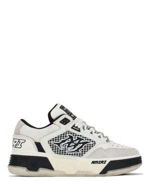 Amiri Leather Sneaker With Perforated Star Details, Logo Branding & Molded Rubber Sole - White