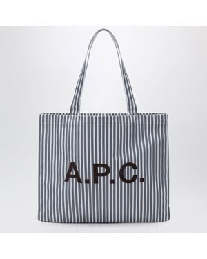 A.P.C. A. P.C. Striped Cotton Poplin Tote Bag With Maxi Front Logo - Metallic