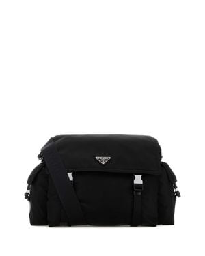Prada Re-Nylon Explore Shoulder Handbag 40 Cm - Black