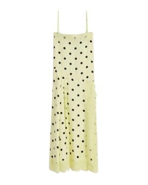 Sportmax Elegant Polka Dot Silk Twill Mini Dress With Pleated Motif - Metallic