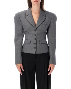Magda Butrym Tailored Wool Blazer Jacket - Gray