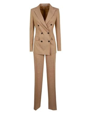 Tagliatore Tailored Double-Breasted Suit With Straight-Leg Pants - Natural