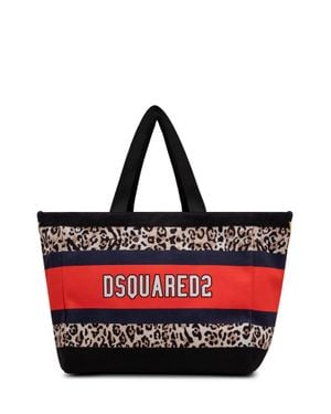 DSquared² Canvas Animalier Tote Handbag - Red