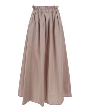 Herno Long Skirt With Logo - Brown