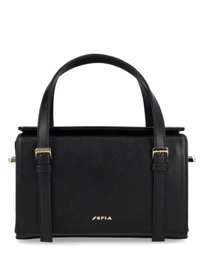 Sofia Structured Top Handle Satchel - Black