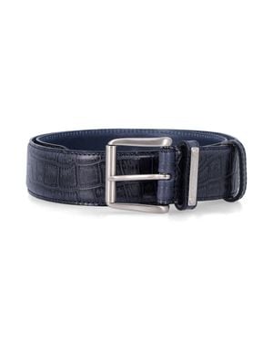 Paloma Wool Textured Leather Belt With Buckle - Blue