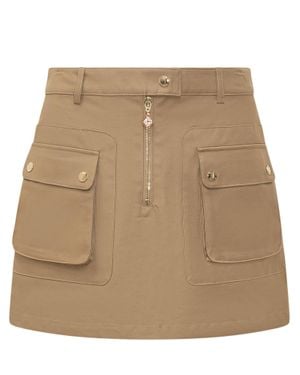 CASABLANCA Stylish Mini Skirt With Front Zipper And Pocket - Natural
