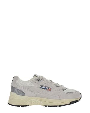 Autry Hyperway Low-Top Sneaker With Suede & Fabric Logo Patches - White