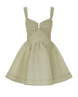 Zimmermann Mini Rebellion Drape Dress Linen - Green