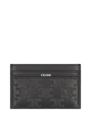 Celine Mini Elegant Card Holder With Triomphe Motif - Gray