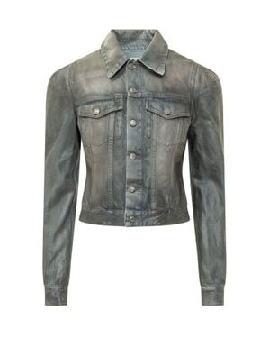7 For All Mankind Puff Sleeve Trucker Jacket - Gray