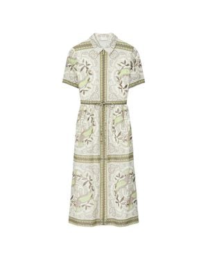 Tory Burch Cinched Cotton Zip Dress - White