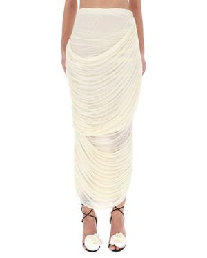 Magda Butrym Draped Midi Skirt With Silhouette - Natural