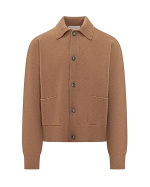 Ami Paris Shirt-Collar Cardigan - Brown