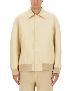 Lanvin Button-Up Oversized Jacket With Design - Natural