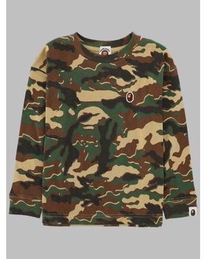 A Bathing Ape Camo One-Point Graphic Sweatshirt For Kids - Green