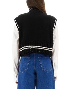 Marni Cropped Cotton Vest With Contemporary Design - Black