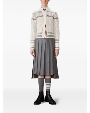 Thom Browne Fair-Isle V-Neck Cardigan - White