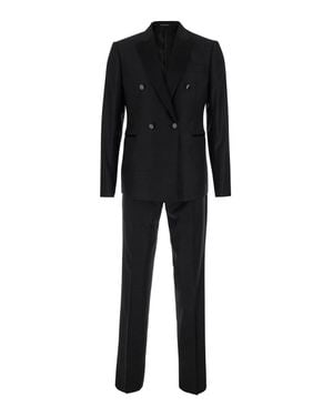 Emporio Armani Double-Breasted Suit With Peak Lapels - Black