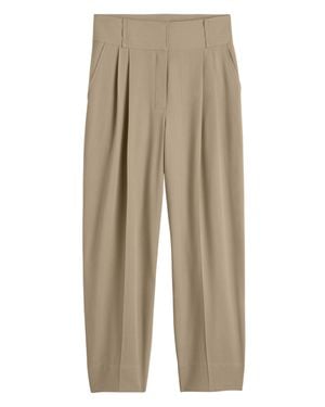 TOTEME Pleated Viscose-Wool Pants With Wide Waistband - Natural