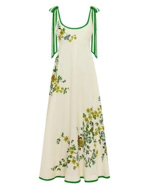 ALÉMAIS Fitted Linen Dress With Scoop Neck And Shirred Back - White