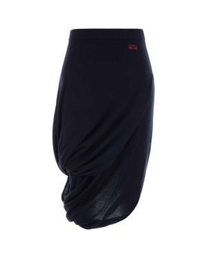 Loewe Dark Wool Blend Skirt - Blue