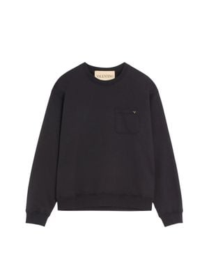 Valentino Crewneck Sweatshirt With Chest Pocket - Blue