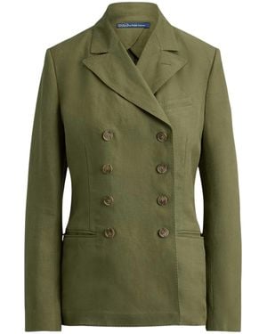 Ralph Lauren Raffia-Blend Linen & Hemp Cropped Jacket - Green