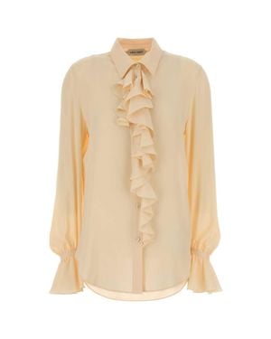Alberta Ferretti Peach Crepe Mini Shirt - Natural