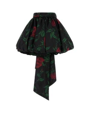Blumarine Printed Taffeta Mini Skirt - Black