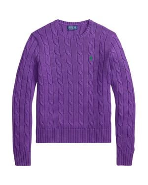Ralph Lauren Cable-Knit Crewneck Sweater - Purple
