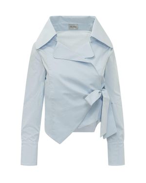 BALOSSA Shirt With Wide Collar And Button Closure - Blue