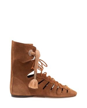 Isabel Marant Mini Ankle Boots With Fringe And Decorative Elements - Brown