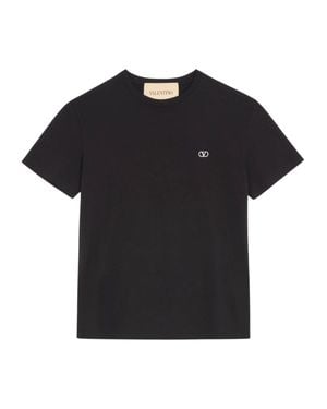 Valentino Cotton Crewneck T-Shirt With Logo - Black