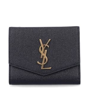 Saint Laurent Ysl Monogram Leather Wallet - Blue