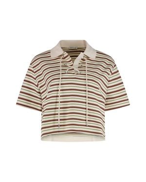 Moncler Striped Cotton Polo - Natural