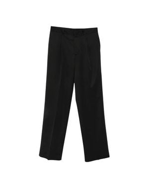 Lardini Virgin Wool Pants With Viscose Trim - Black