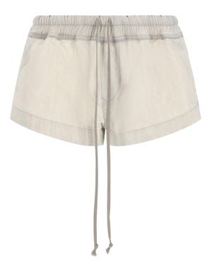 Rick Owens Cotton Denim Shorts With Drawstrings - Natural