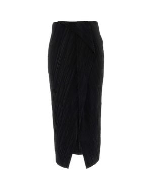 Calvin Klein Plisse Bias Seam Midi Skirt - Black