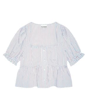 Ganni Striped Blouse - White