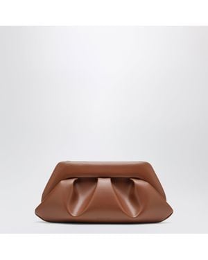 THEMOIRÈ Baguette Faux Leather Mini Clutch Bag With Ruched Pleated Detail - Brown
