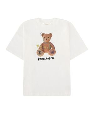 Palm Angels Mini Cotton T-Shirt For Girls, Made - White