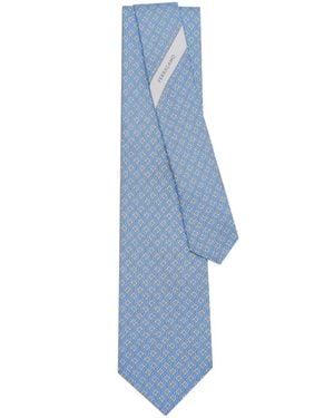 Ferragamo 100% Silk Tie - Blue